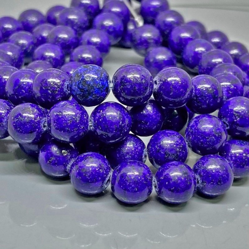 Natural Dyed Lapis Lazuli Mm Smooth Round Gemstone Beads Strand