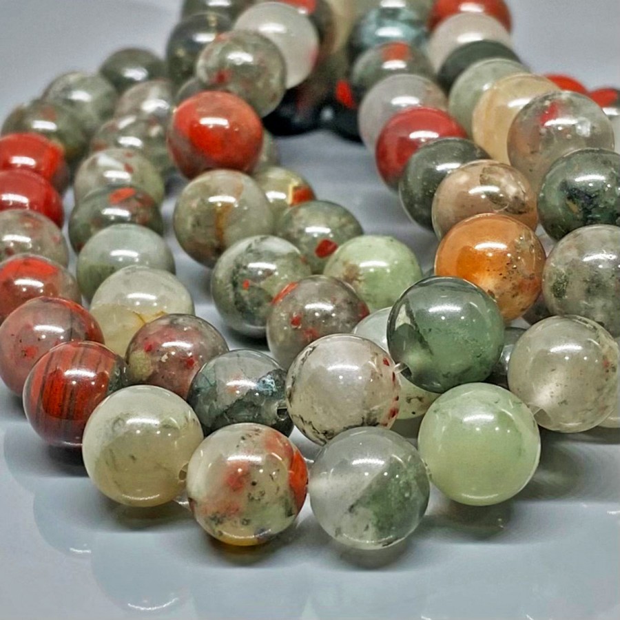 Natural African Bloodstone Mm Smooth Round Gemstone Beads Strand