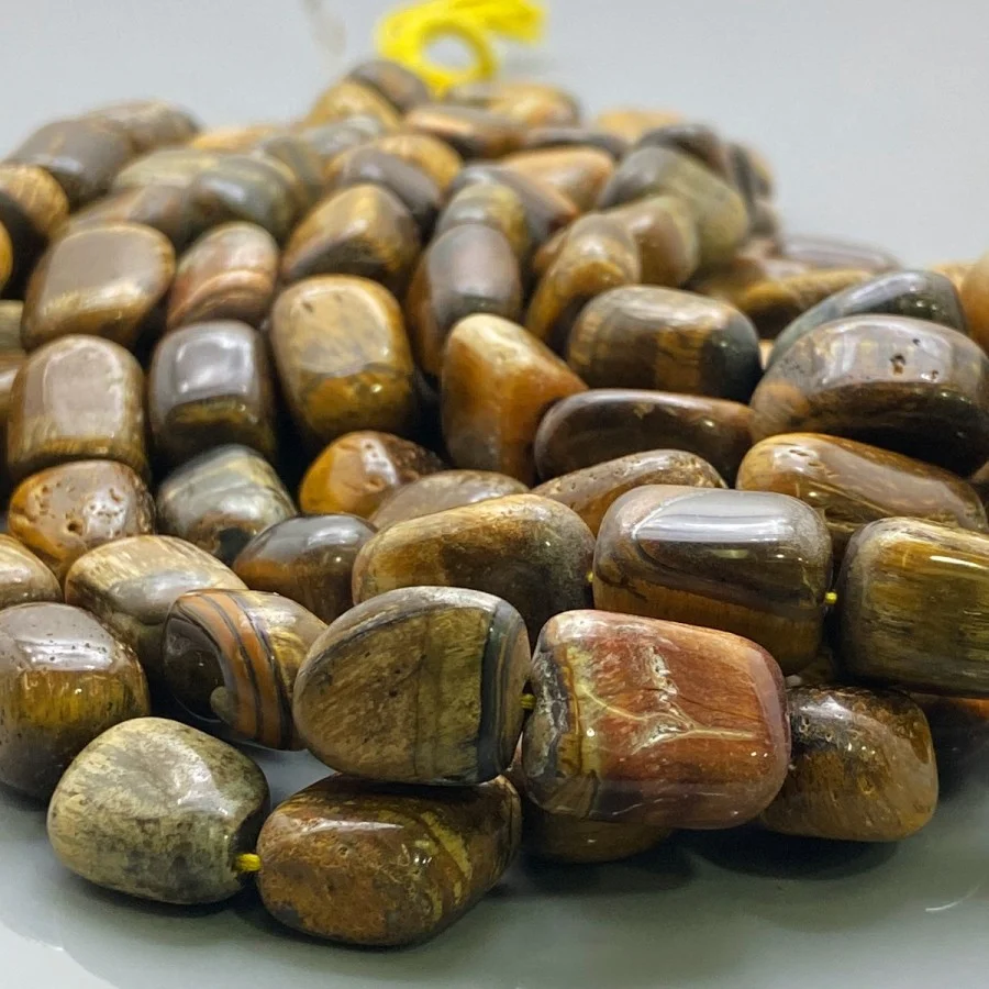 Natural Tiger Eye Mix Size Smooth Nugget Gemstone Beads Strand