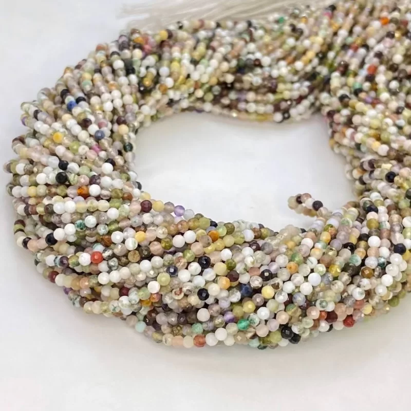 Micro faceted sale gemstone beads