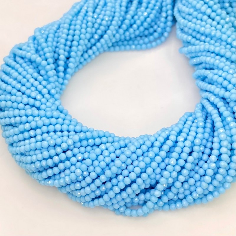 Natural Blue Turquoise 3mm Faceted Round Beads