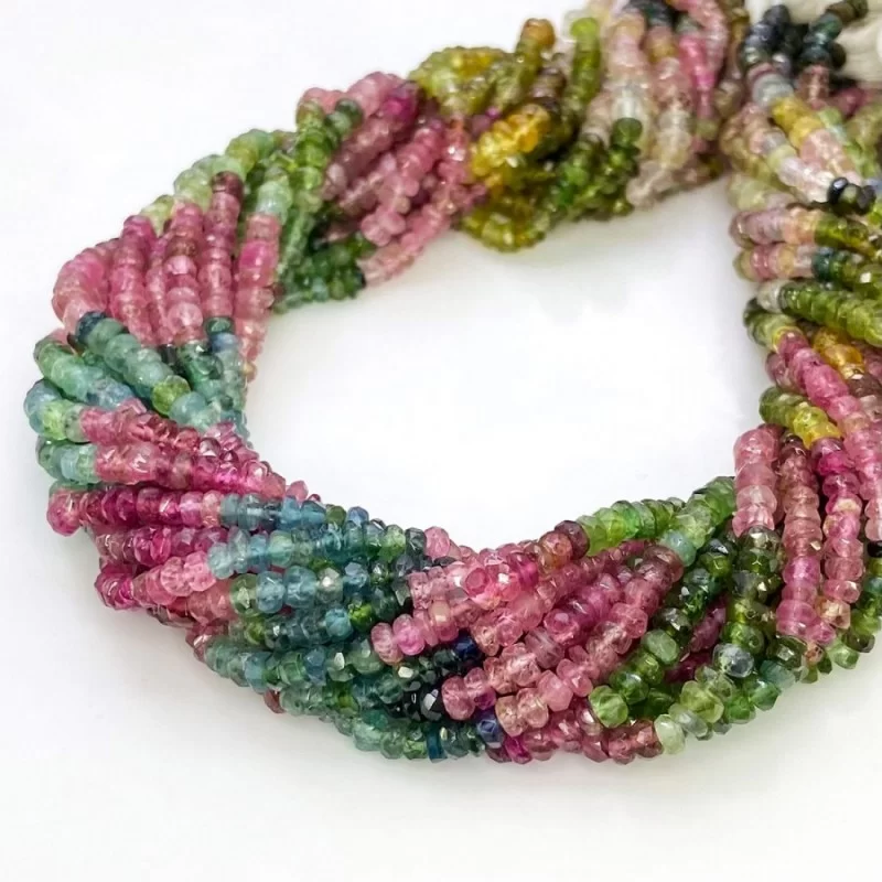 7 Strand Bunch Multi Tourmaline Beads Faceted Tourmaline Faceted orders 2mm 3mm Round Beads Diamond Cut Gemstone 33 Centimetres