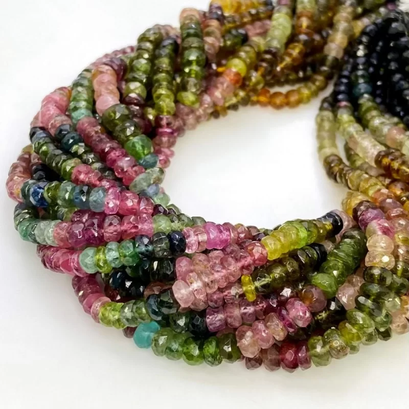 14 inches - Trully Outstanding Rare High Quality-TOURMALINE - Amazing Multy Colour Great 2024 Quality Micro Faceted Rondell Beads size 4 - 4.5 mm