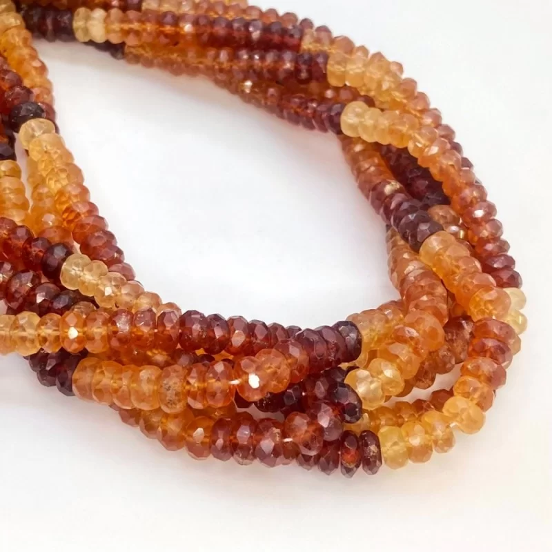 Orange Garnet Faceted Rondelle Beads | cheapest AAA Quality Orange Garnet Beads | 16 Inches Length | 3-5.5 MM Size | 77 Carat Weight | Sku#200