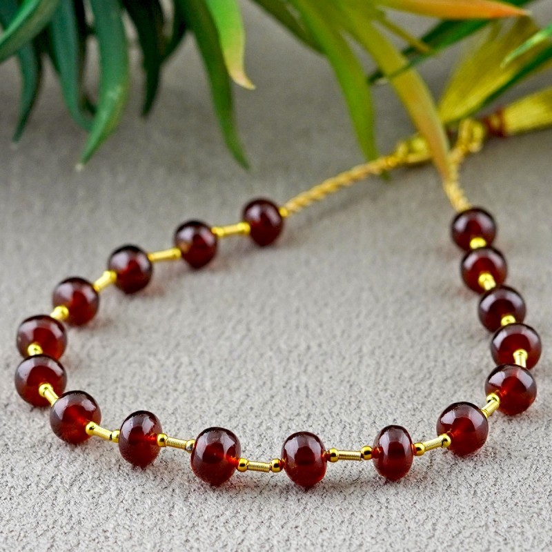 Hessonite Garnet 8.5-9.5mm Smooth Rondelle Shape 1 Strand Gemstone ...