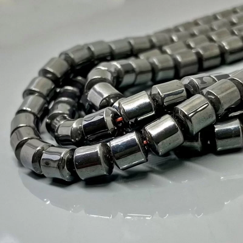 Hematine hematite Tube / Drum Beads 5mm,hematite Gunmetal Silver Gray Stone  Beads for Bracelets, Wholesale Stone, 76 Pcs/16 Strand 