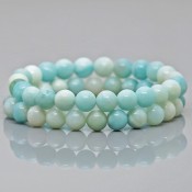 Amazonite Bracelet 2024 Bangle Stretchy Multiple Colors Blue 7 inch Spyglass Designs Thick Wide Smooth Stones