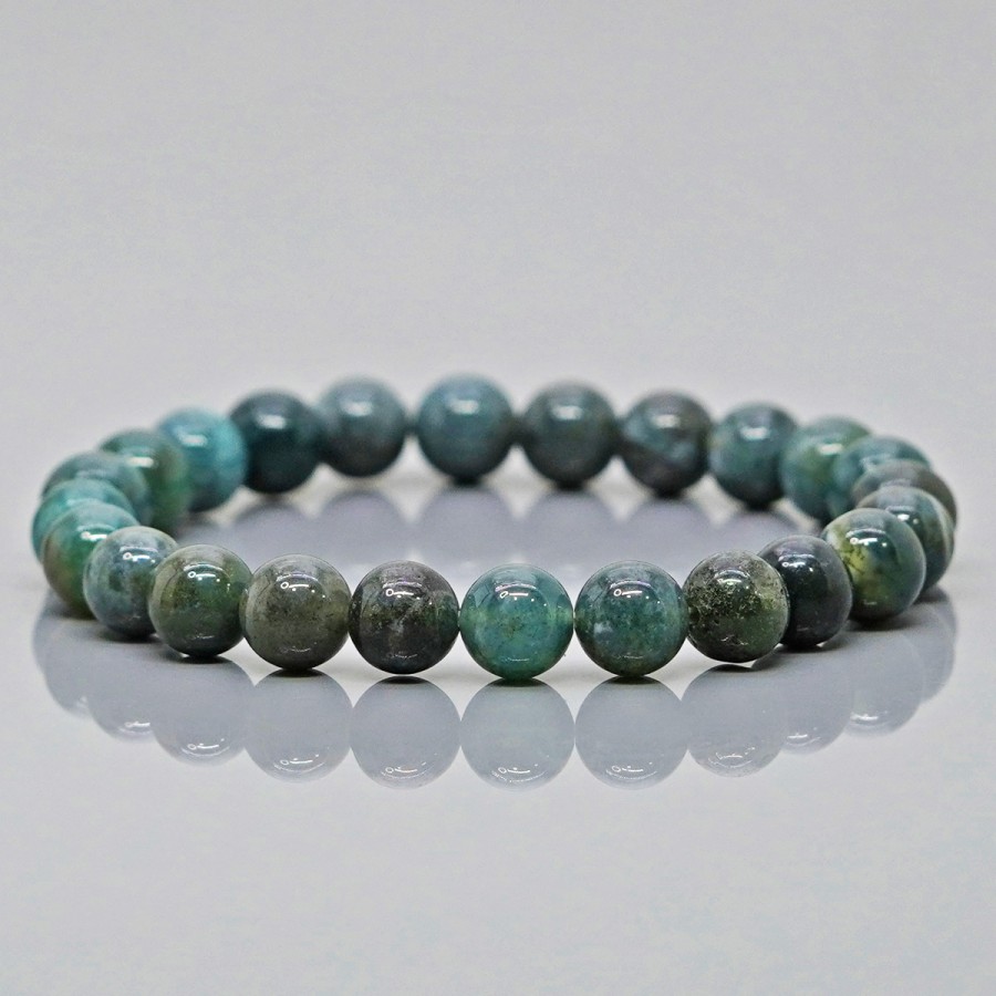 Moss Agate with 7 Chakra 8mm Bracelet