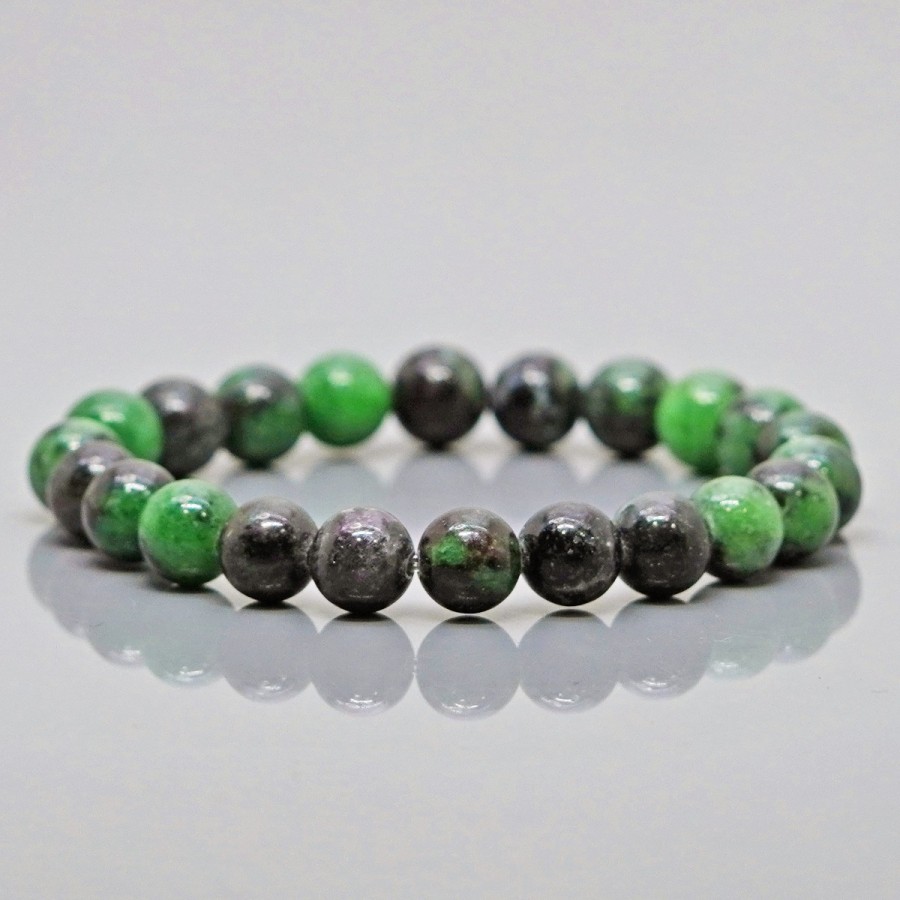 Natural Ruby Zoisite Stone Bracelet 8 mm Beads Lab Stretchable Elastic