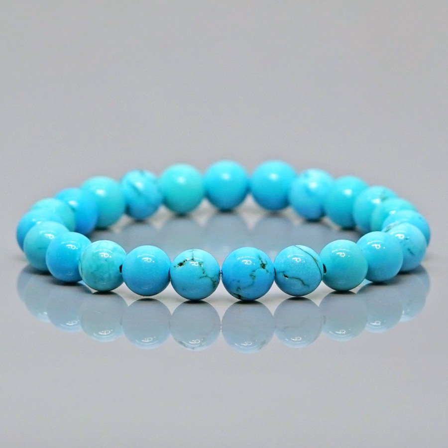 Stretch Bracelet  8mm Beads (Turquoise Howlite - Blue) – Cherry