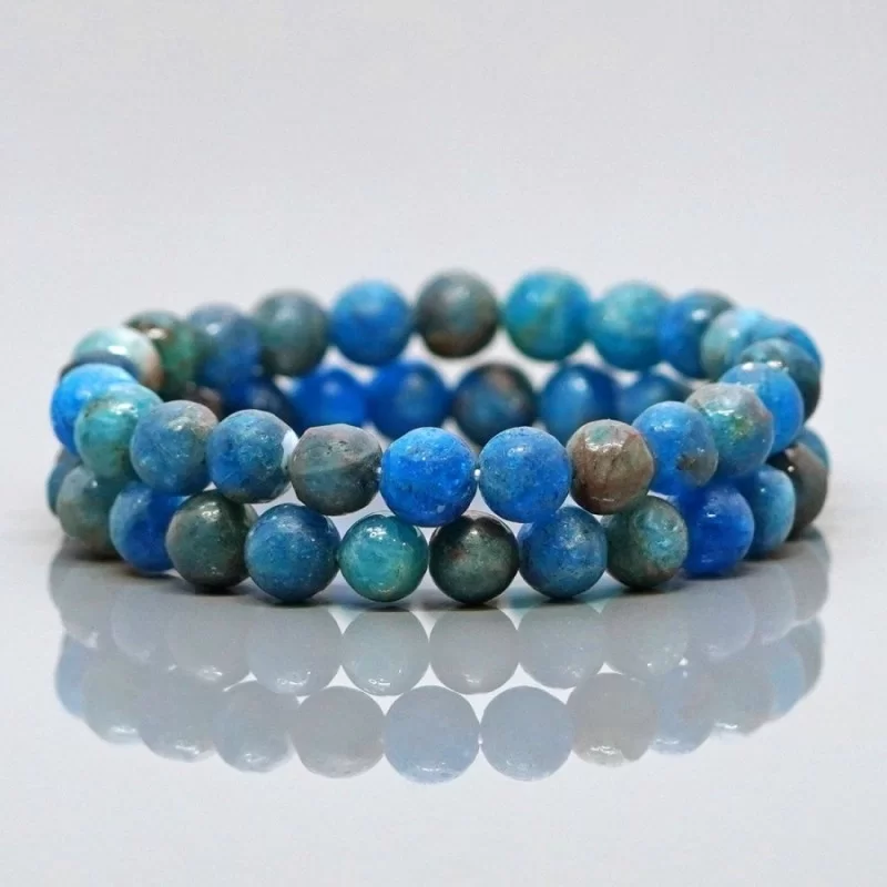 Hexagon-Shaped Natural Blue Apatite 4mm Beads Adjustable Bracelet