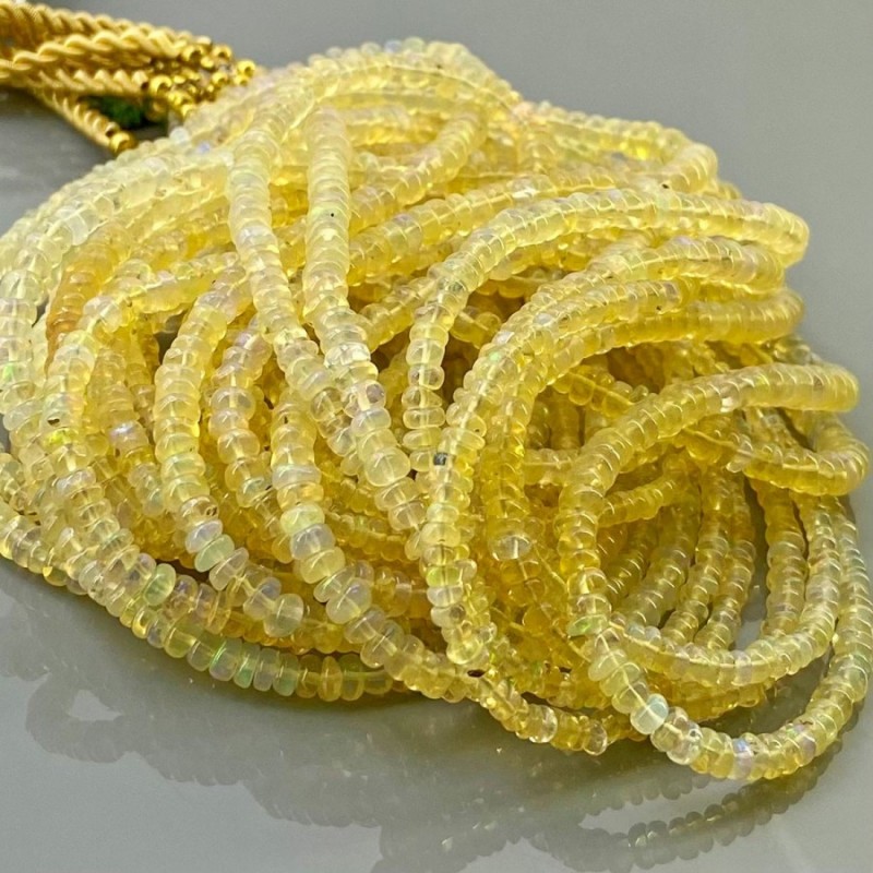 ON SALE - Natural Yellow Ethiopian Opal Faceted Rondelle Beads