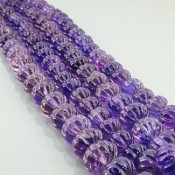 Brazilian Amethyst 10-19.5mm Carved Melon AA+ Grade Gemstone Beads