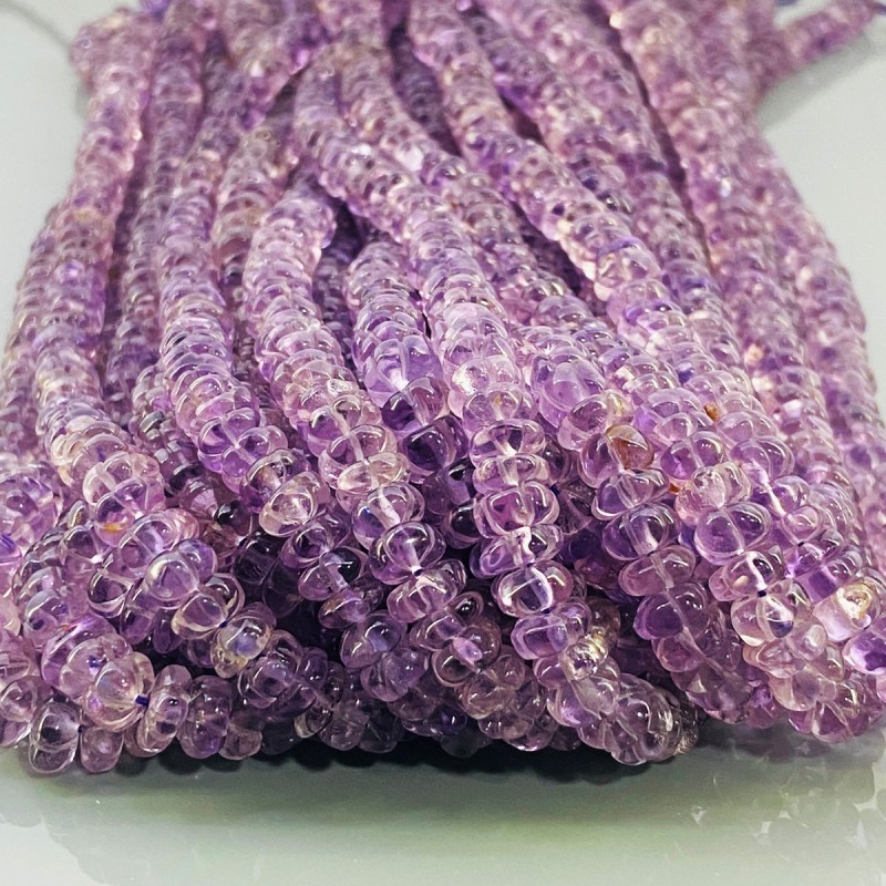 Brazilian Amethyst 9-17mm Carved Melon AA+ Grade Gemstone Beads Strand -  159611