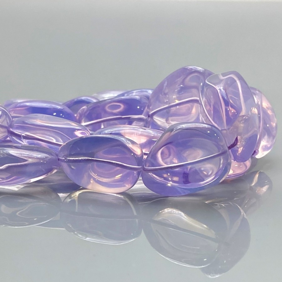 Natural Lavender Quartz Smooth Nugget Gemstone Beads Strand - 156572