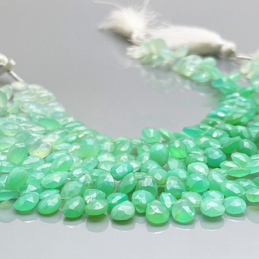 Natural Chrysoprase Faceted Pear Shape Briolettes, store Chrysoprase Pear Beads, Chrysoprase Briolettes, Size 12mm to 15mm 8