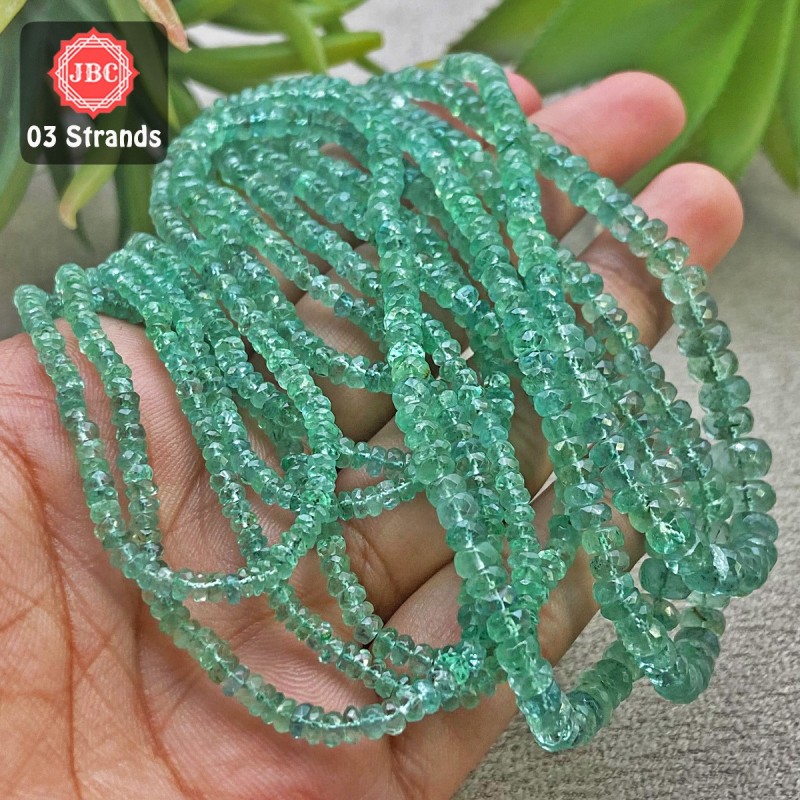 Emerald 2.5-7.5mm Faceted Rondelle Shape 23 Inch Long Gemstone Beads -  Total 3 Strands In