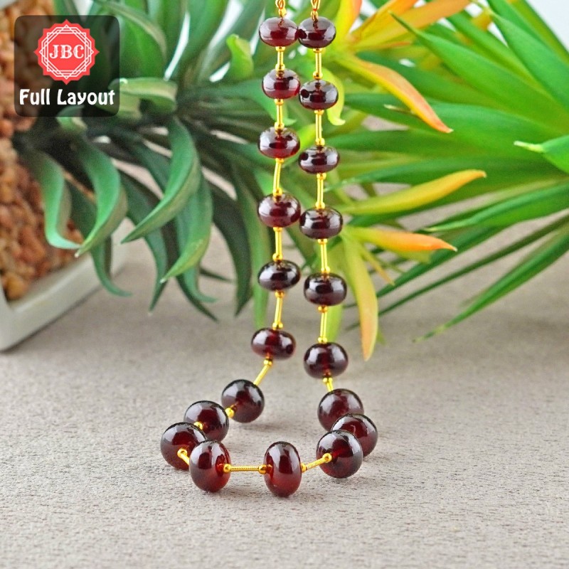 Hessonite Garnet 9-13mm Smooth Rondelle Shape 13 Inch Long