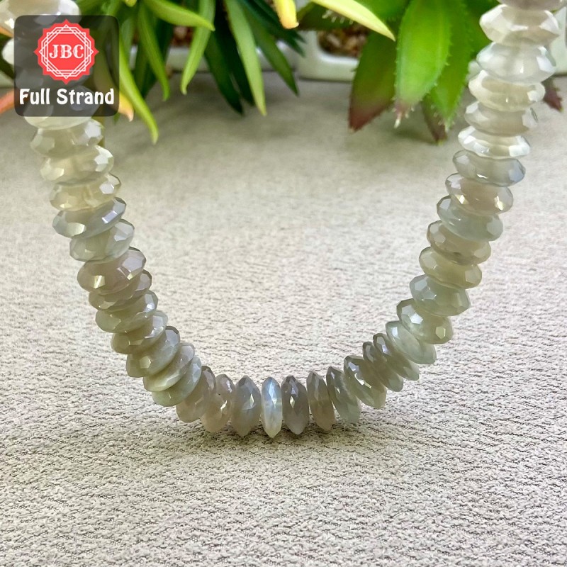 Grey Moonstone 11-12mm German Cut Disk Shape 16 Inch Long Gemstone ...